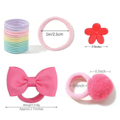 Kids' Bow Hair Ties, 100-Pack Colorful Elastics