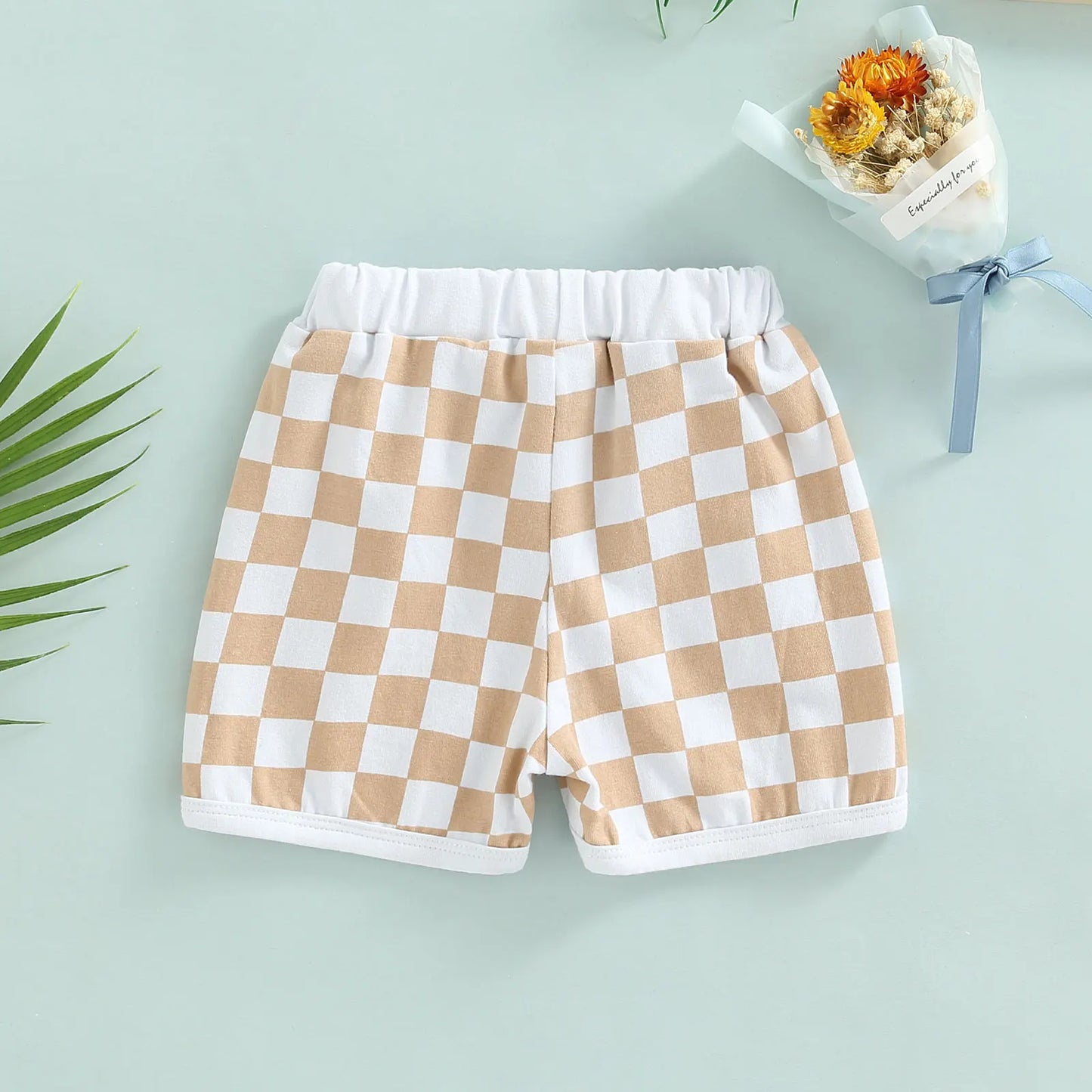 Checkerboard Print Short Pants