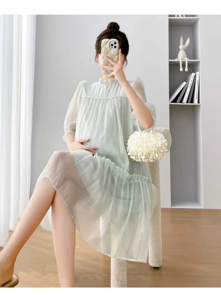 Doll Collar Chiffon Maternity Dresses