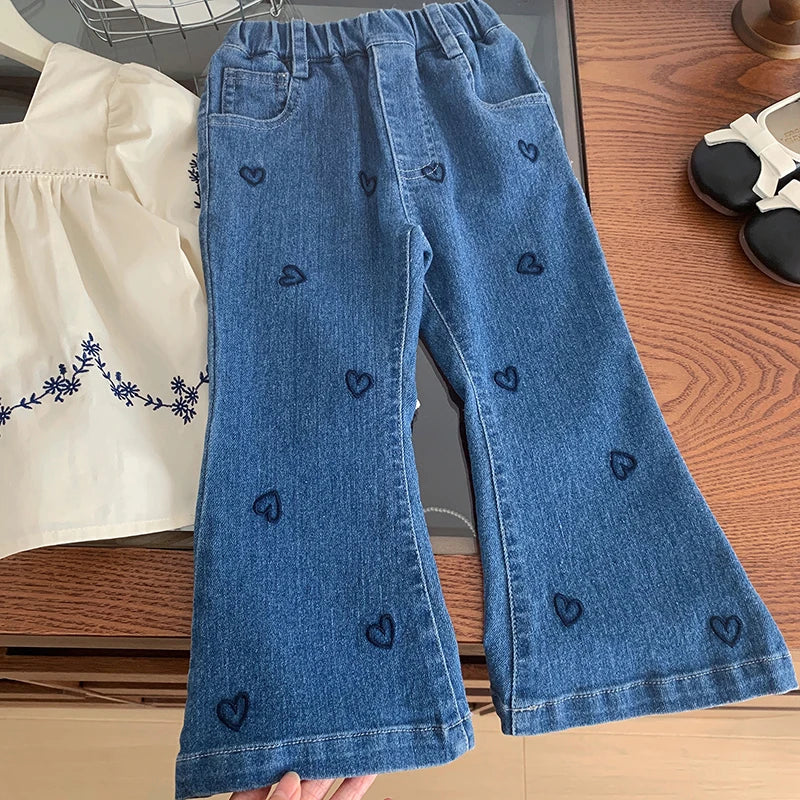 Embroidered Blouse and Heart Jeans