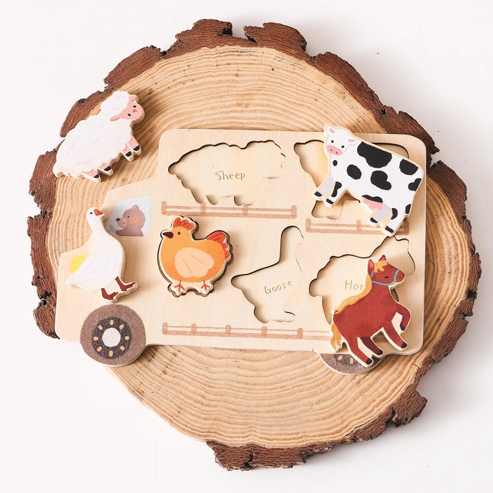 Wooden Animal Puzzles Baby Toys