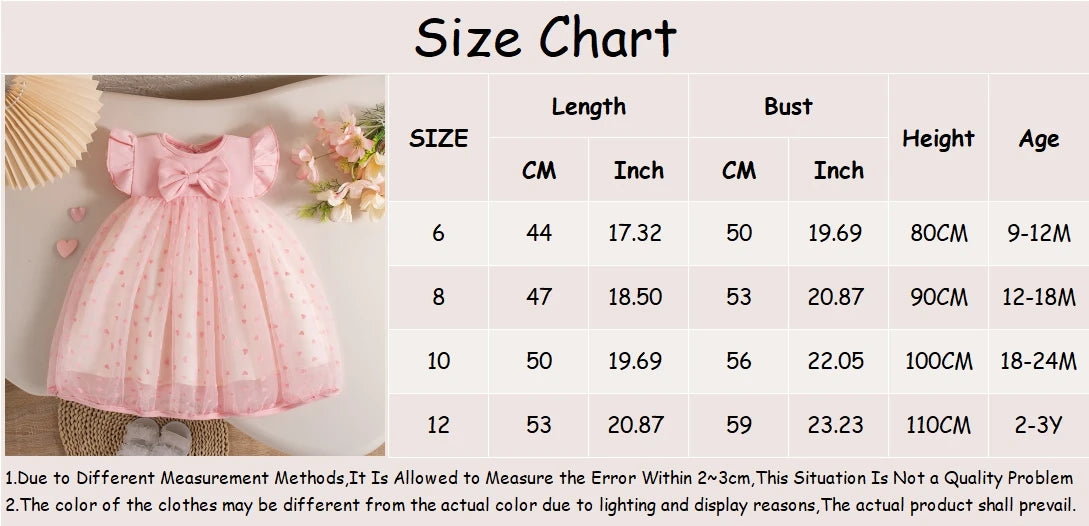 Baby Girl Dress Summer Bow And Love Pattern Knit Short Sleeve Puffy Baby Dresses Cute Casual Girl Kid's Dress