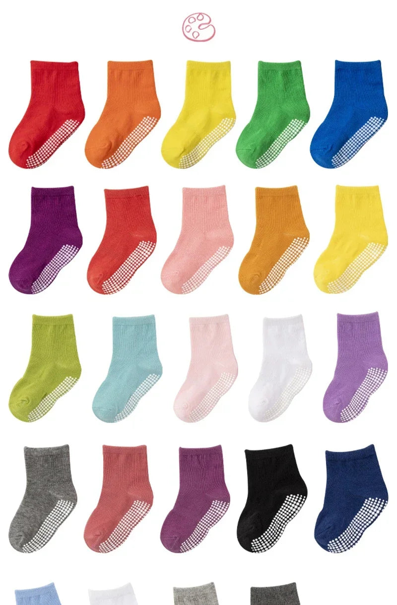 6 Pairs Spring Kids Anti-slip Socks