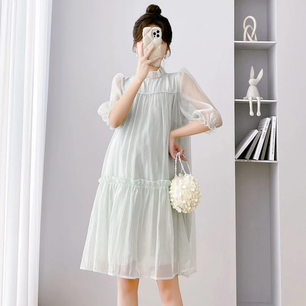 Doll Collar Chiffon Maternity Dresses