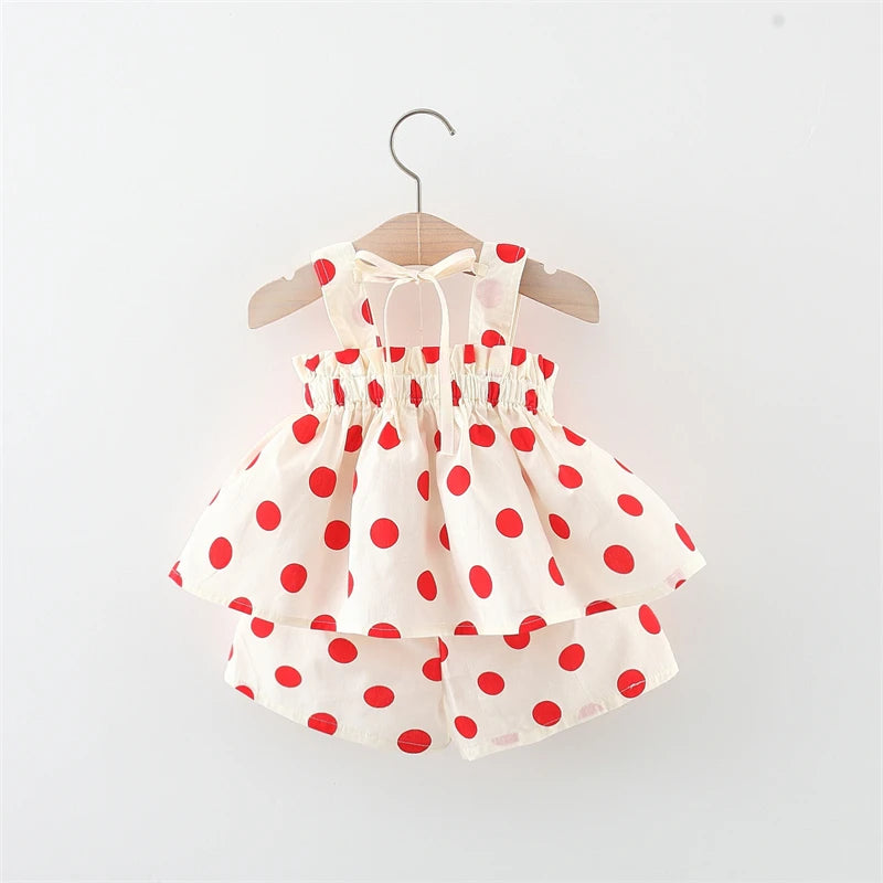 Bow Strap Dot Print Set