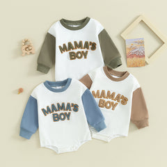 Baby Boys' Letter Sweatshirt Romper, Long-Sleeve Fall