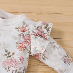 Baby Girls Floral Romper Pants Set Cotton 2PCS