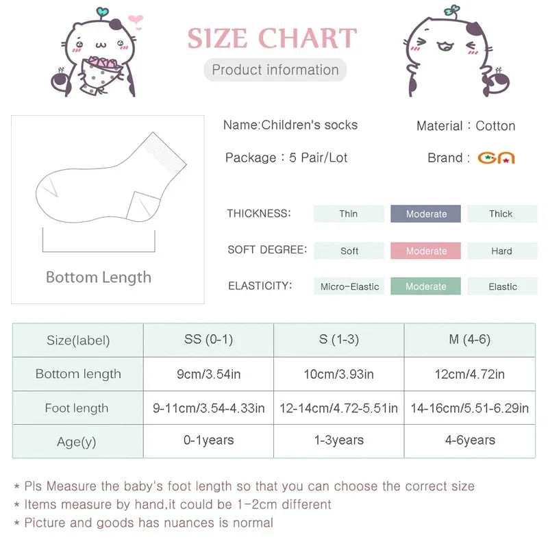 5 Pairs Cute Cat Baby Socks