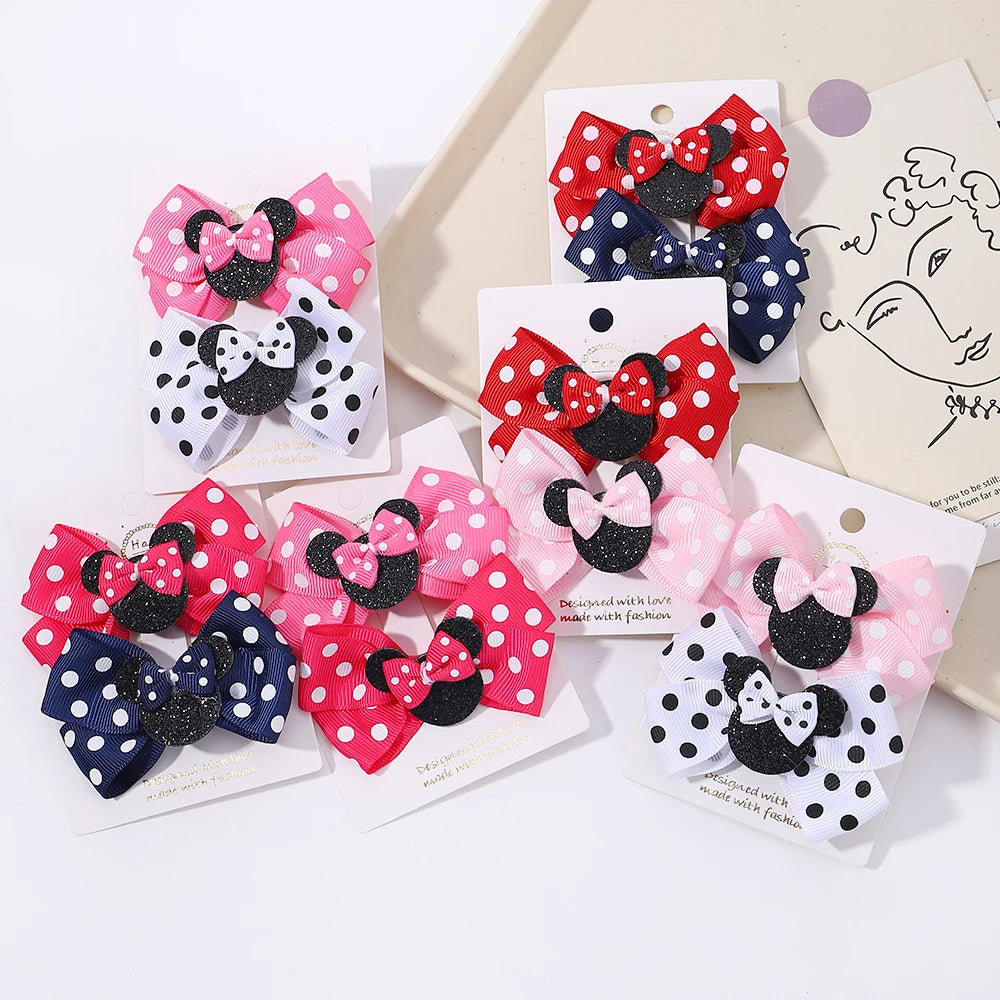 Polka Dot Bow Hair Clips