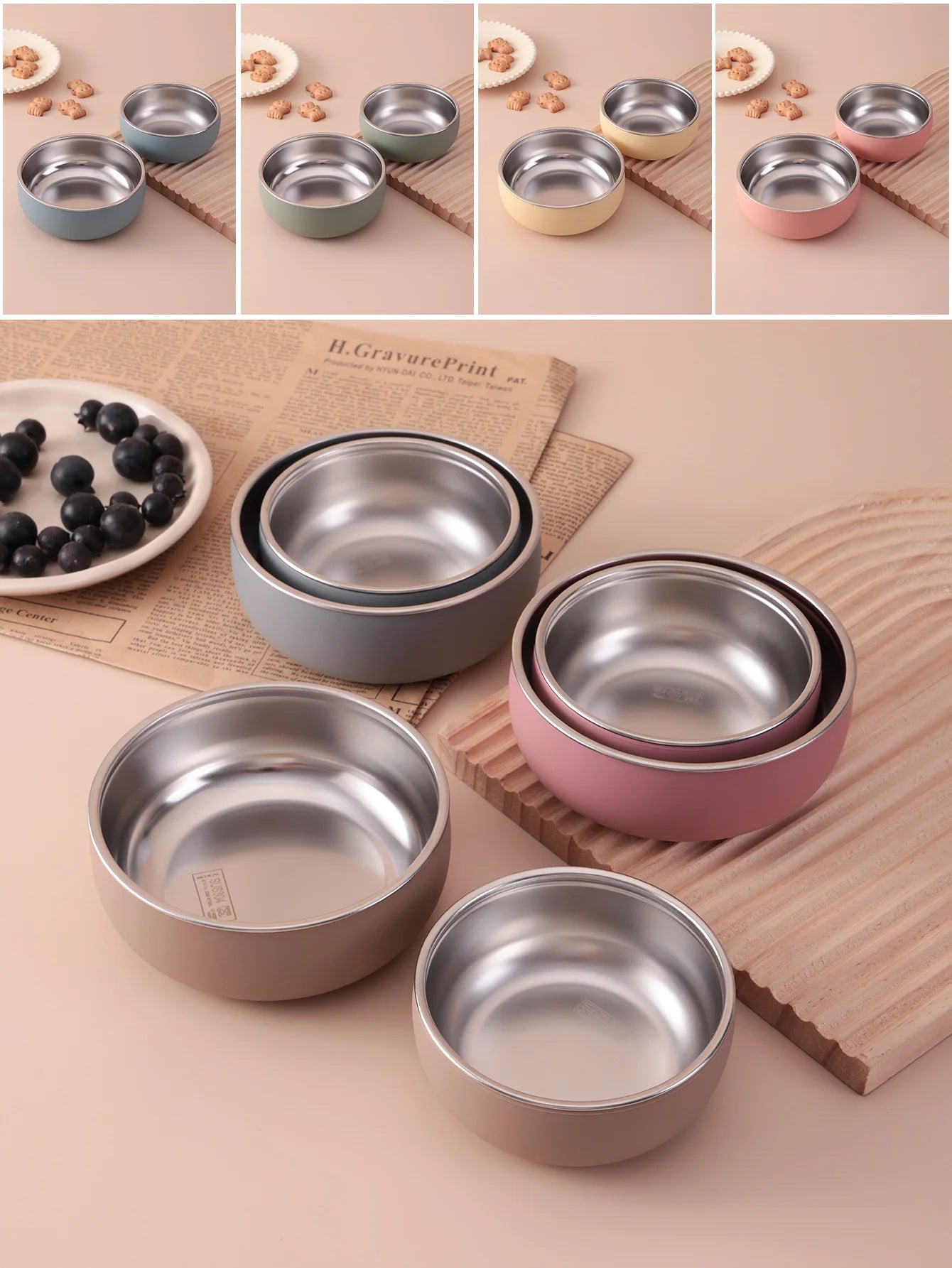 2PCS Stainless Steel Dishes