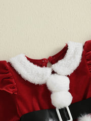 Plush Patchwork Christmas Jumpsuit