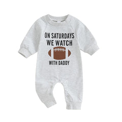 Baby Soccer Print Romper, Long-Sleeve Fall Jumpsuit