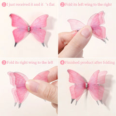 Girls' Butterfly Hair Clips, 5-Piece Mesh Barrette Set