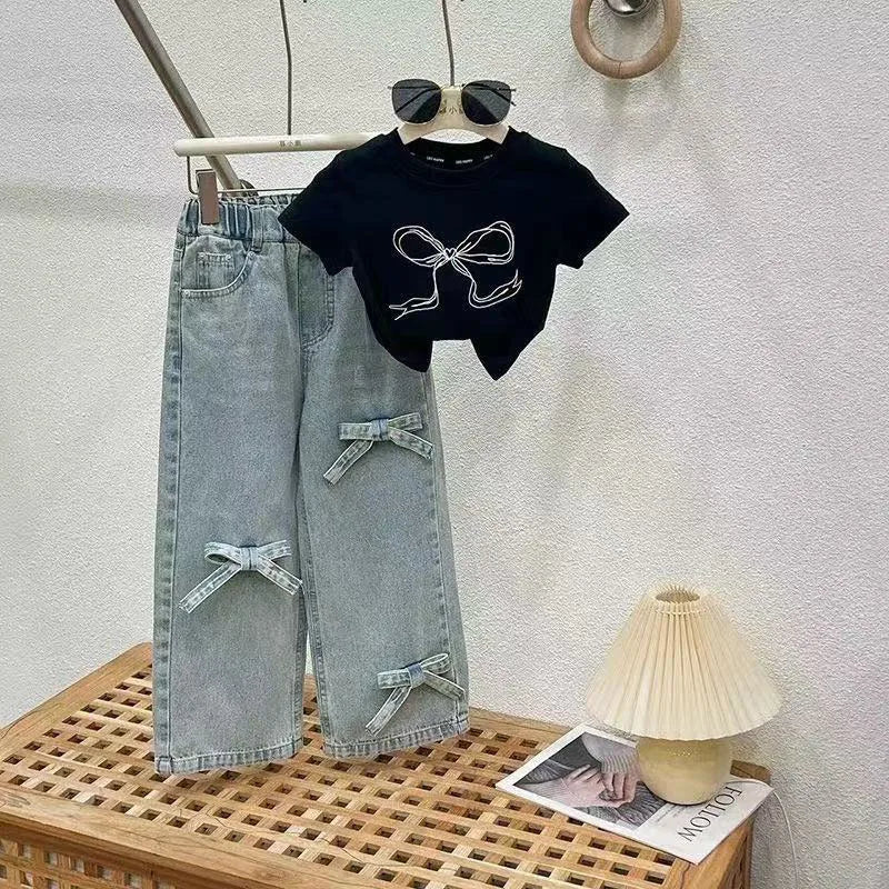 Bow Blocked Top Jeans