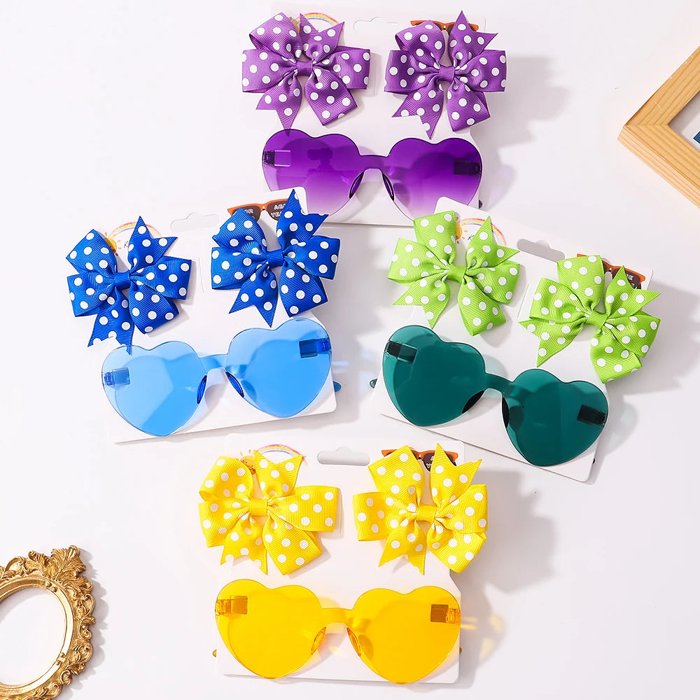 3Pcs/set Kids Hairpin Sun Glasses Set
