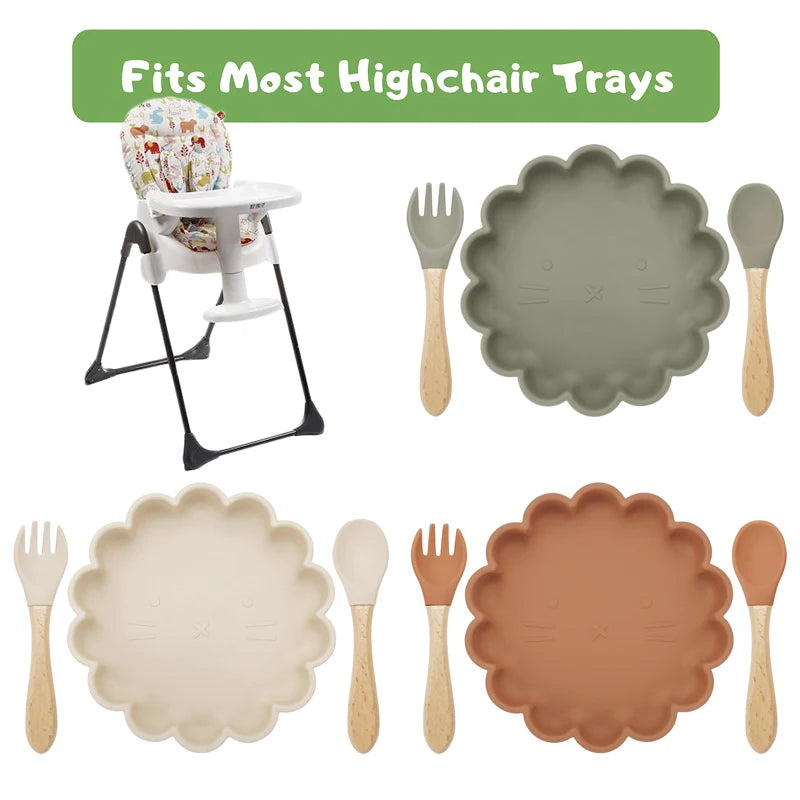 3pcs Baby Plate Spoon Fork Set