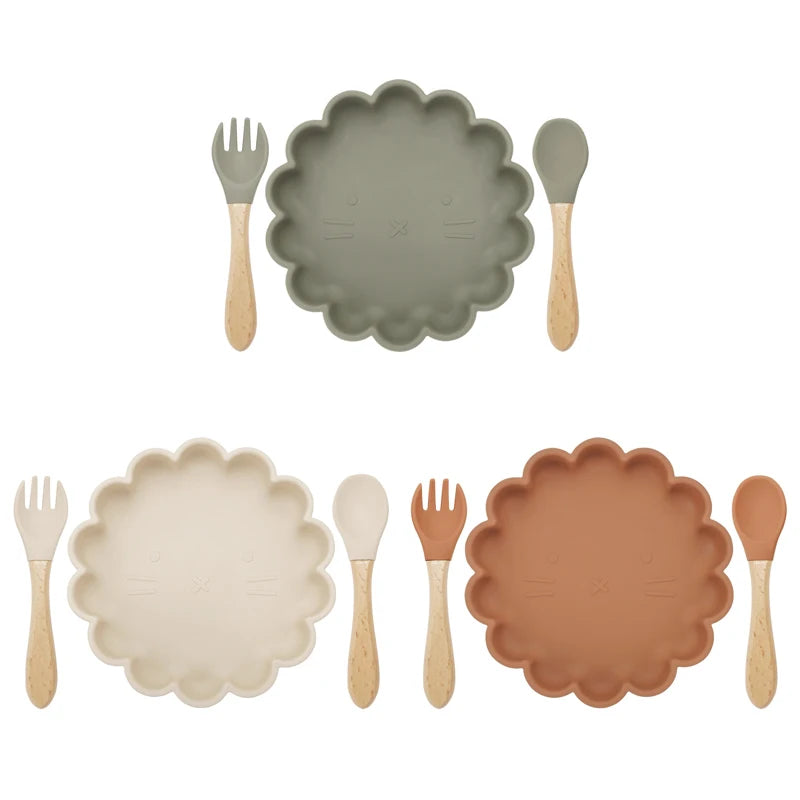 3pcs Baby Plate Spoon Fork Set