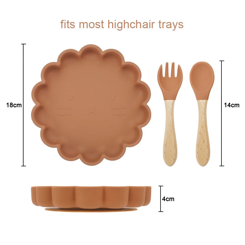 3pcs Baby Plate Spoon Fork Set