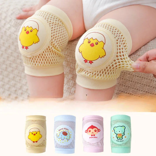 Cartoon knit baby knee covers for supervised crawling play