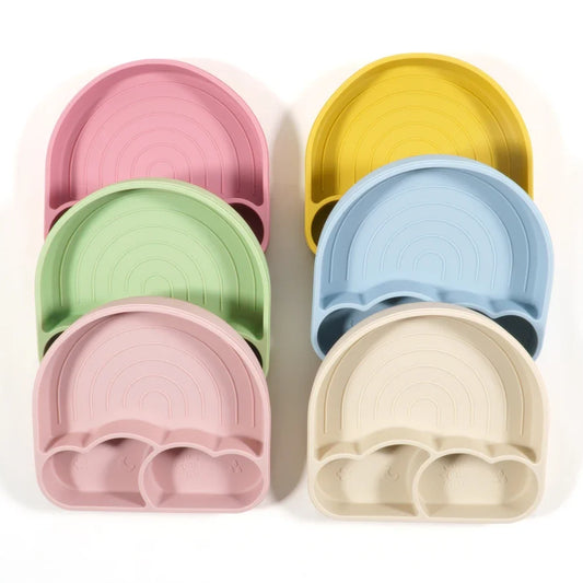 Baby suction feeding plate and bowl options for self-feeding meals