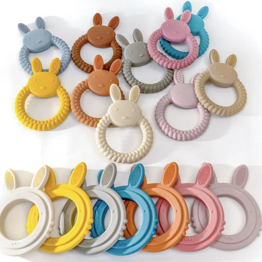 Assorted rabbit-shaped handheld baby teether styles