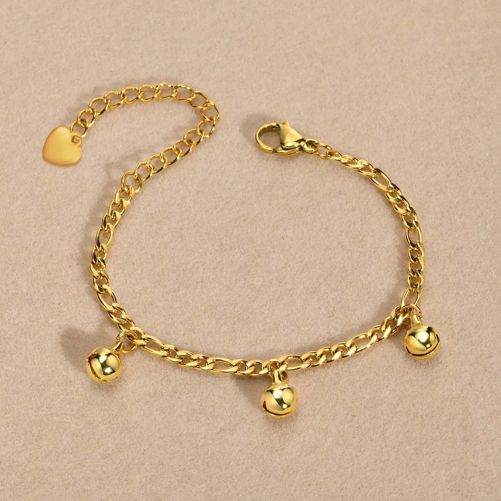 Girls' Beaded Charm Anklet, Adjustable Stainless Steel