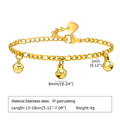 Girls' Beaded Charm Anklet, Adjustable Stainless Steel