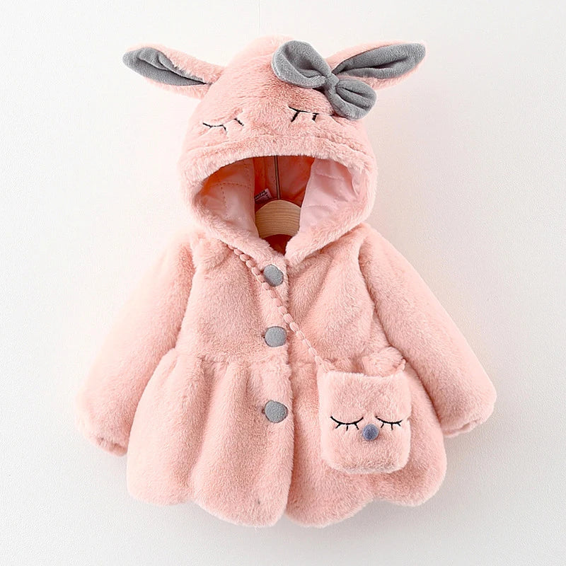 Rabbit Ears Plush Warm Hooded Coat