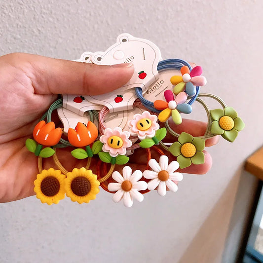 2Pcs Flowers Rubber Band