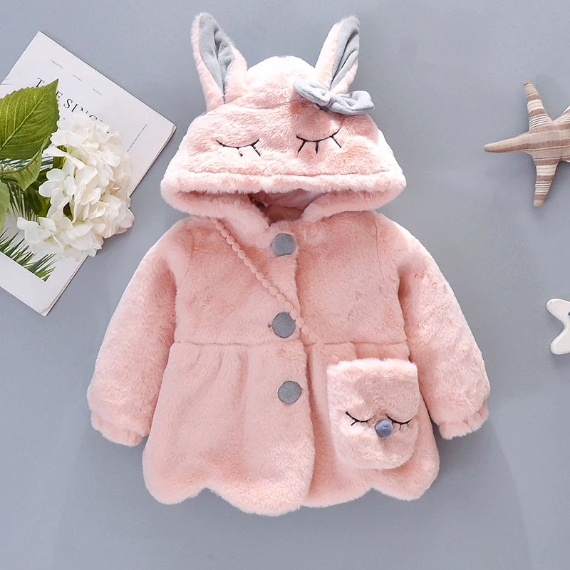 Rabbit Ears Plush Warm Hooded Coat