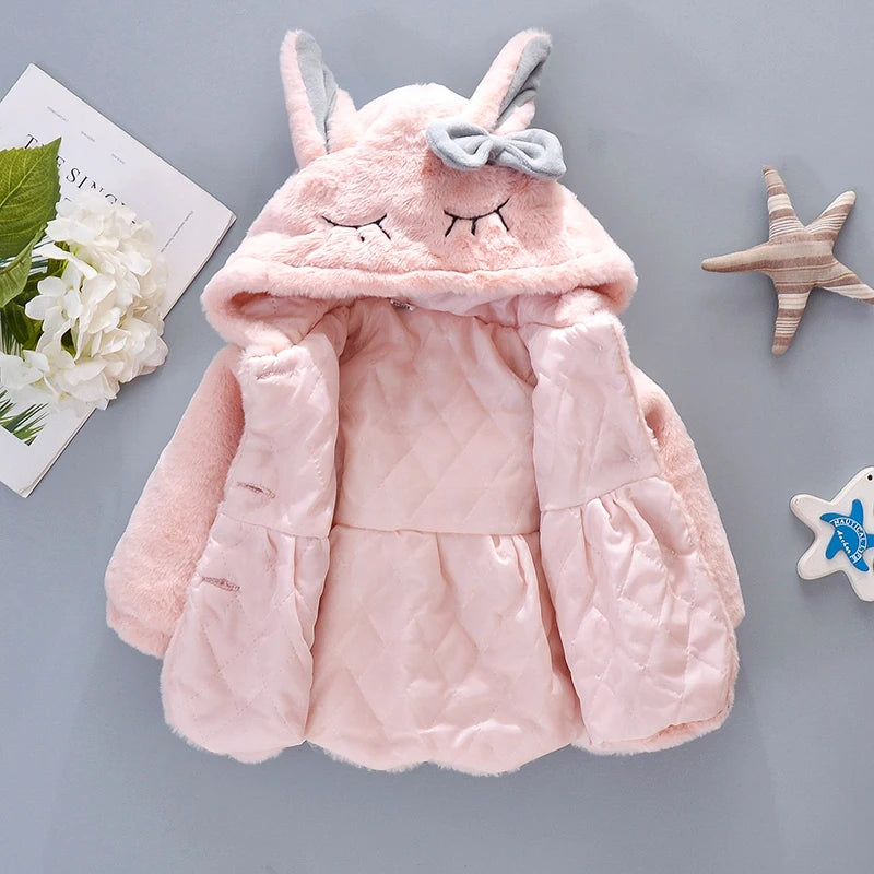Rabbit Ears Plush Warm Hooded Coat