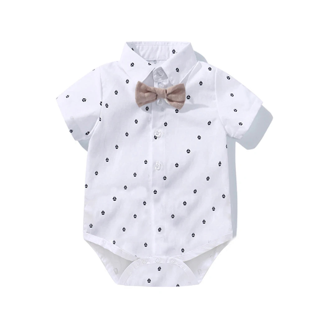 Baby Boy Formal Romper Bow Tie Outfit | PAMU8
