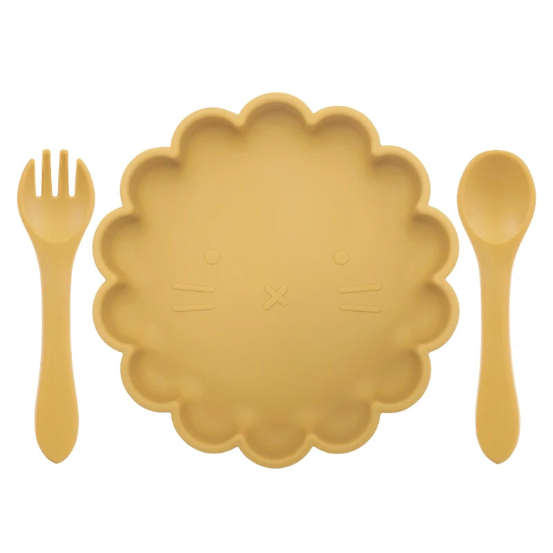 Baby Plate, Spoon and Fork Set, 3-Piece Feeding Kit