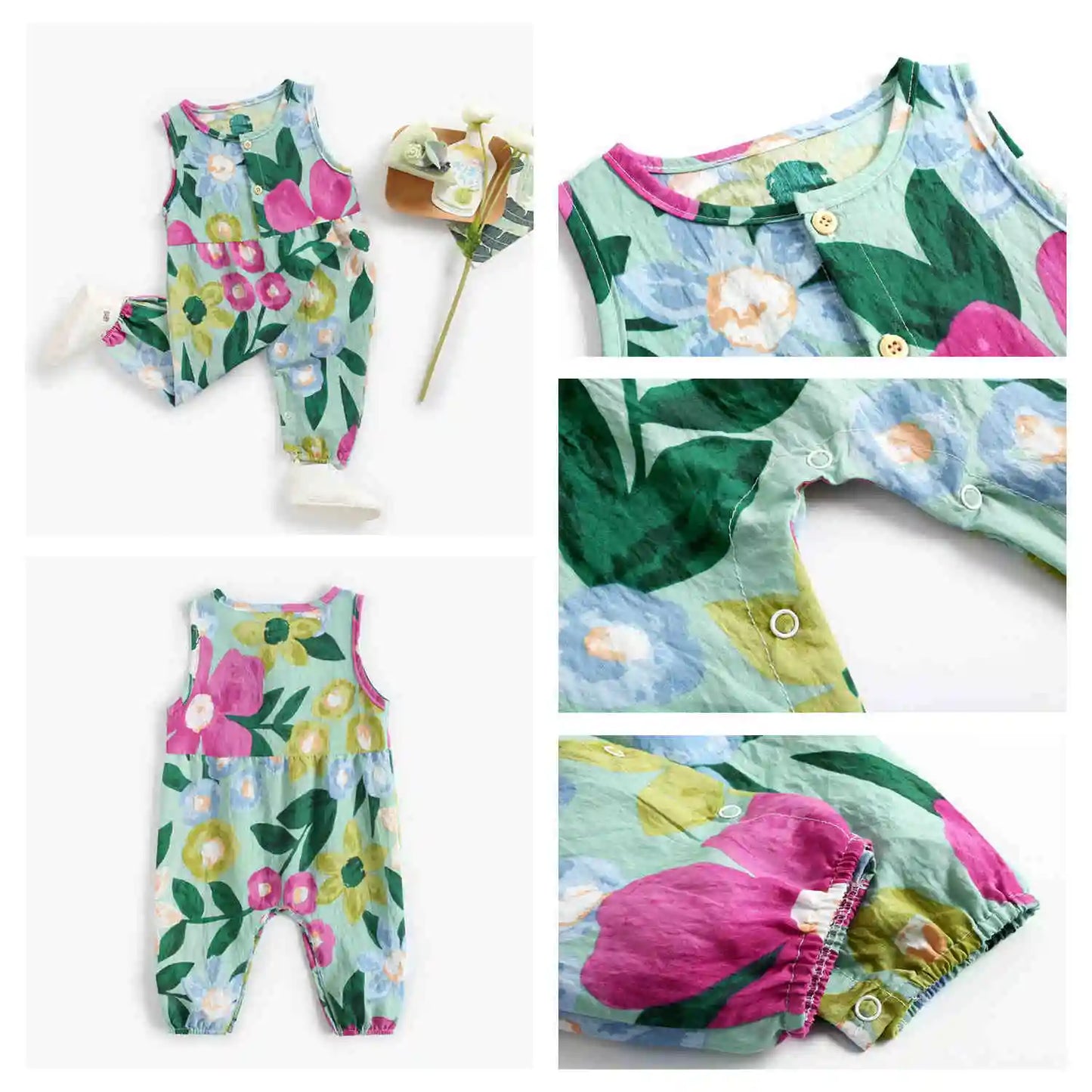 Cotton Sleeveless Baby Rompers