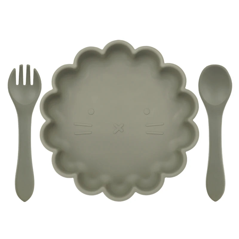 3pcs Baby Plate Spoon Fork Set