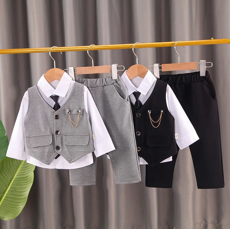 Baby Boys' Formal Suit Set, Vest Shirt and Pants