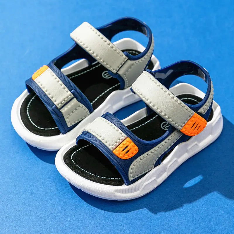Boys' Flat Leather Sandals, Casual Toddler Sport Shoes