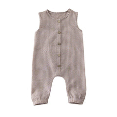 Sleeveless Plaids Cotton Jumpsuit