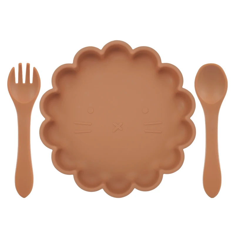 Baby Plate, Spoon and Fork Set, 3-Piece Feeding Kit