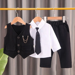 Baby Boys' Formal Suit Set, Vest Shirt and Pants