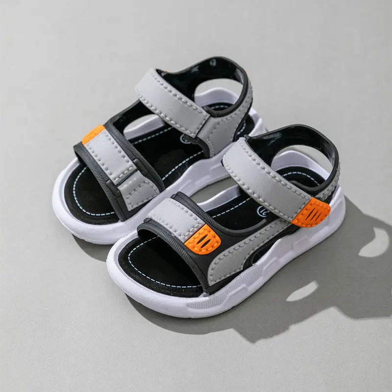 Boys' Flat Leather Sandals, Casual Toddler Sport Shoes