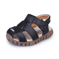 Boys' Closed-Toe Leather Sandals, Non-Slip Beach Shoes
