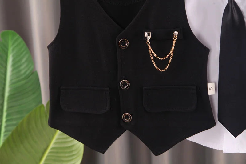 Baby Boys' Formal Suit Set, Vest Shirt and Pants