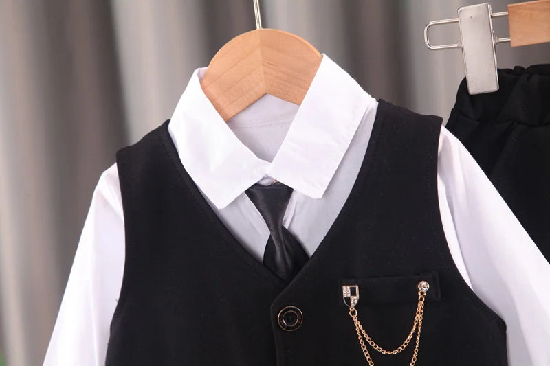 Baby Boys' Formal Suit Set, Vest Shirt and Pants