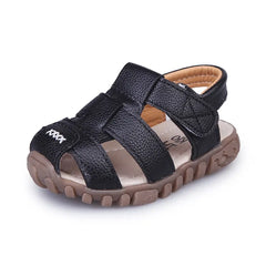 Boys' Closed-Toe Leather Sandals, Non-Slip Beach Shoes