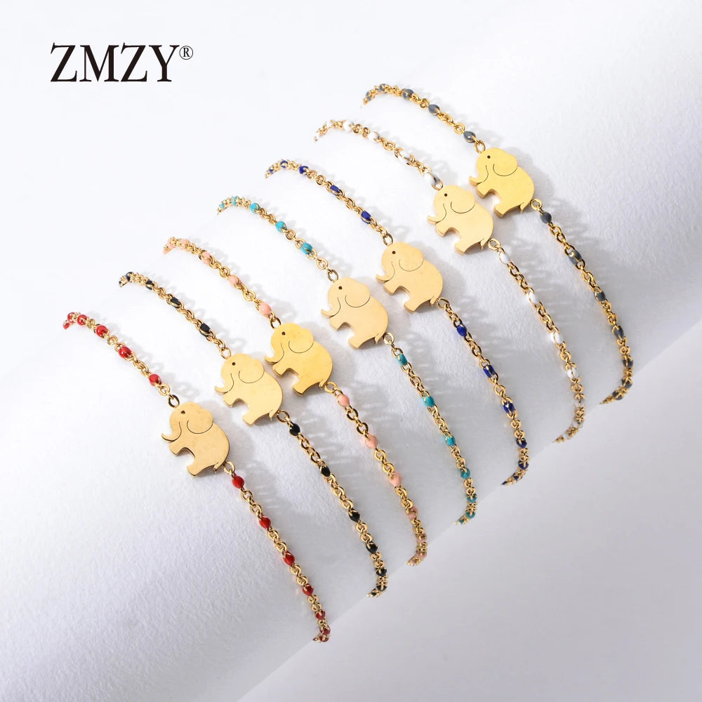 Cute elephant charm friendship bracelet gold stainless steel USA
