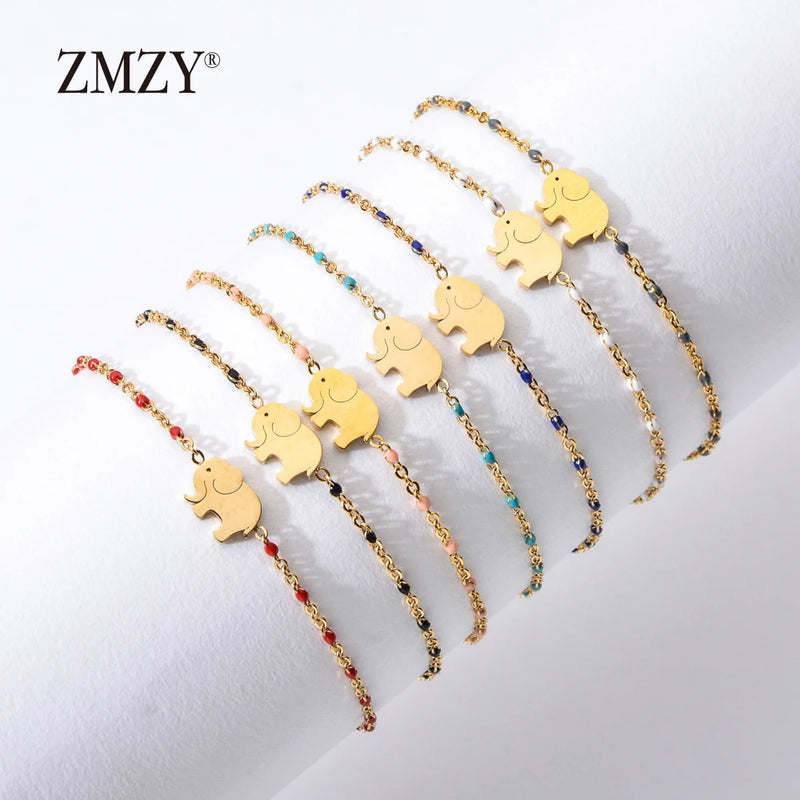 Cute elephant charm friendship bracelet gold stainless steel USA