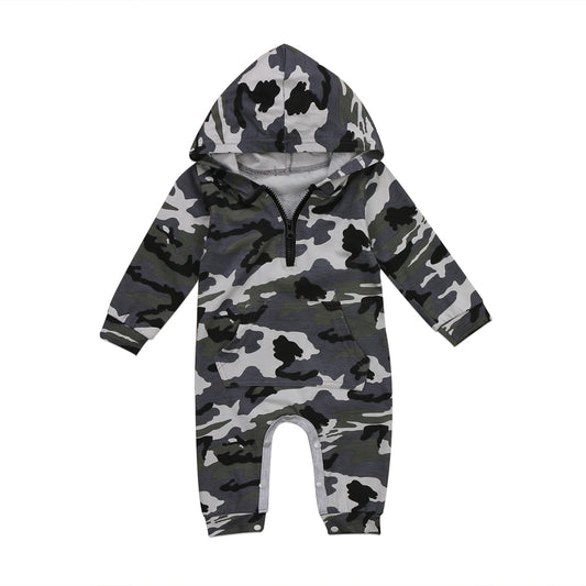 Baby Boys' Hooded Jumpsuit, Warm Newborn Romper