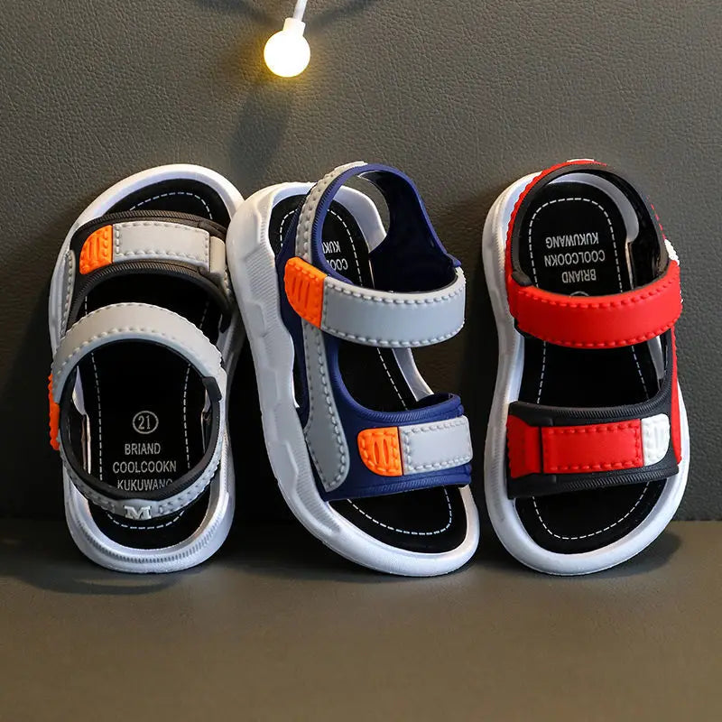 Boys' Flat Leather Sandals, Casual Toddler Sport Shoes