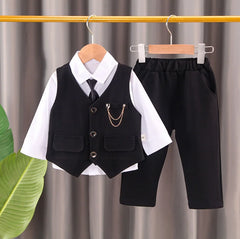 Baby Boys' Formal Suit Set, Vest Shirt and Pants